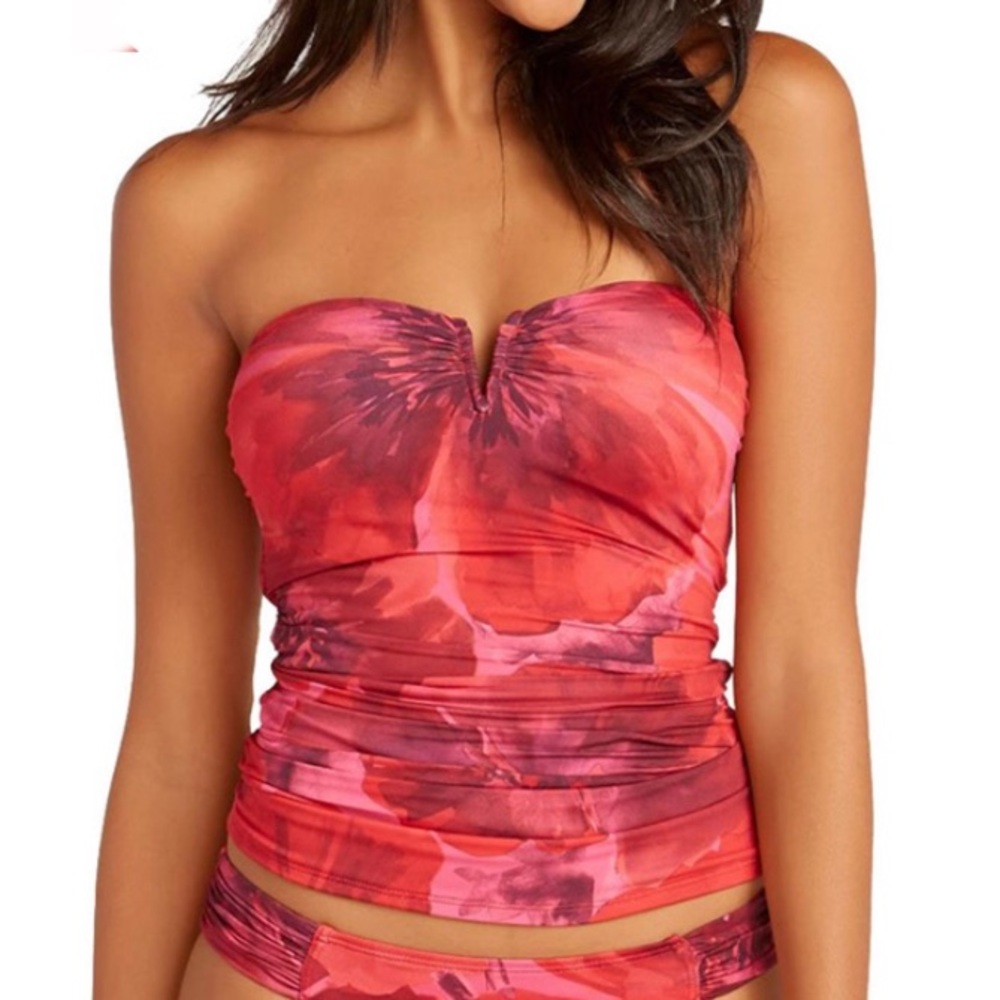 Tommy Bahama Poppy Floral V-Wire Bandini Swim Top Tankini NEW women’s size XS